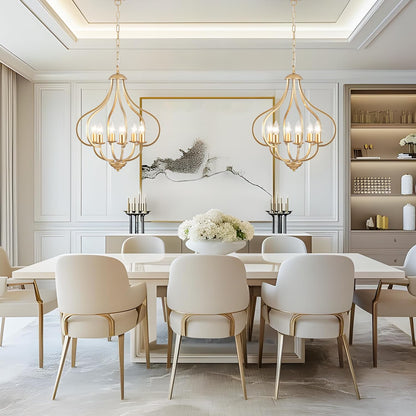 6-Light Gold Farmhouse Chandelier – Vintage Pendant Fixture