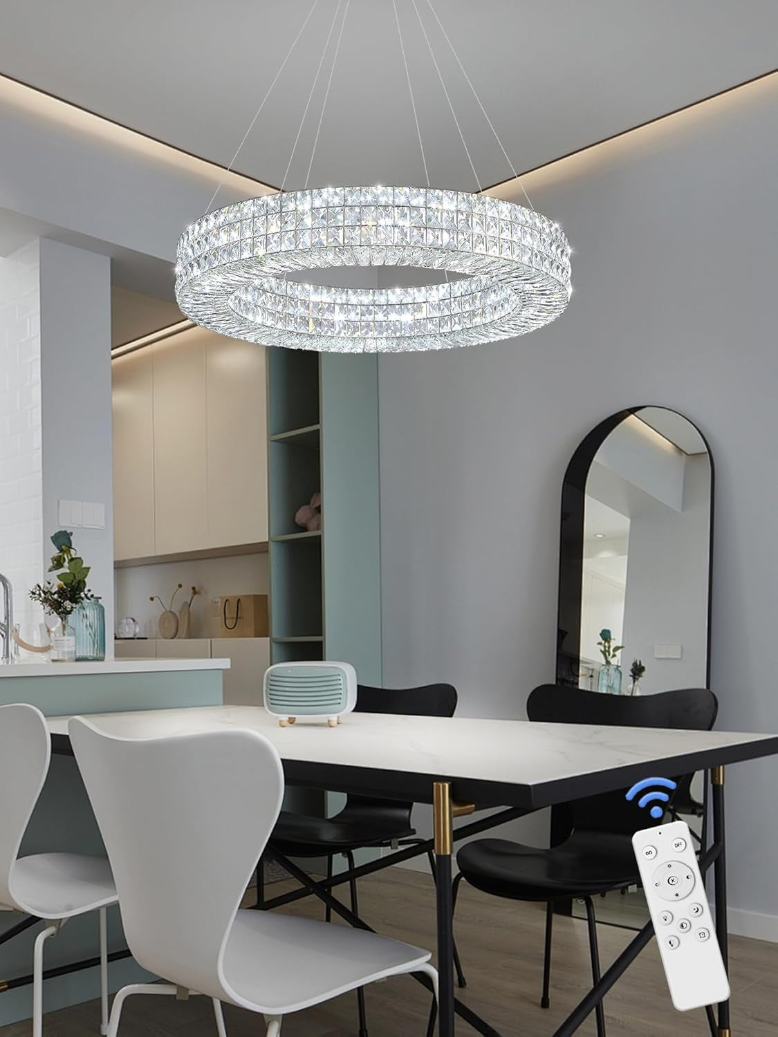 40” Modern Crystal Ring Chandelier