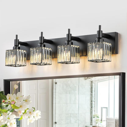 Gold Modern 3-Light Crystal Bathroom Vanity Light