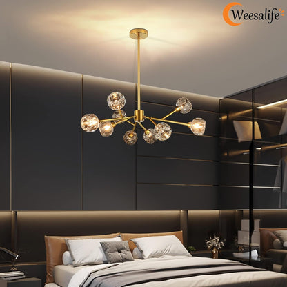 9-Light Gold Sputnik Crystal Chandelier