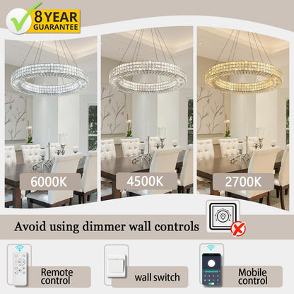 40” Modern Crystal Ring Chandelier