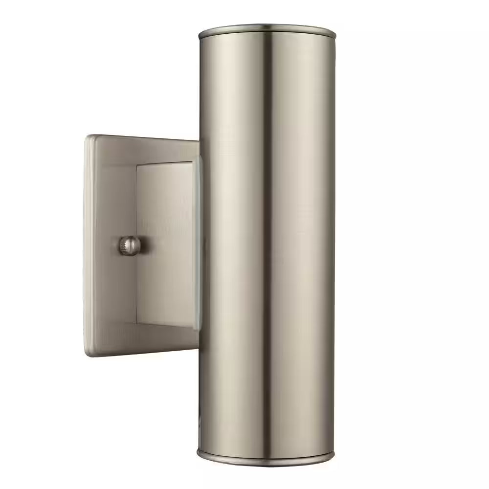 Riga 7.64 In. 2-Light Modern Stainless Steel Dimmable LED Cylinder Outdoor Wall Light Sconce