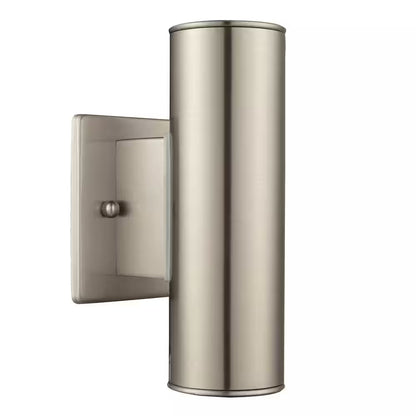 Riga 7.64 In. 2-Light Modern Stainless Steel Dimmable LED Cylinder Outdoor Wall Light Sconce