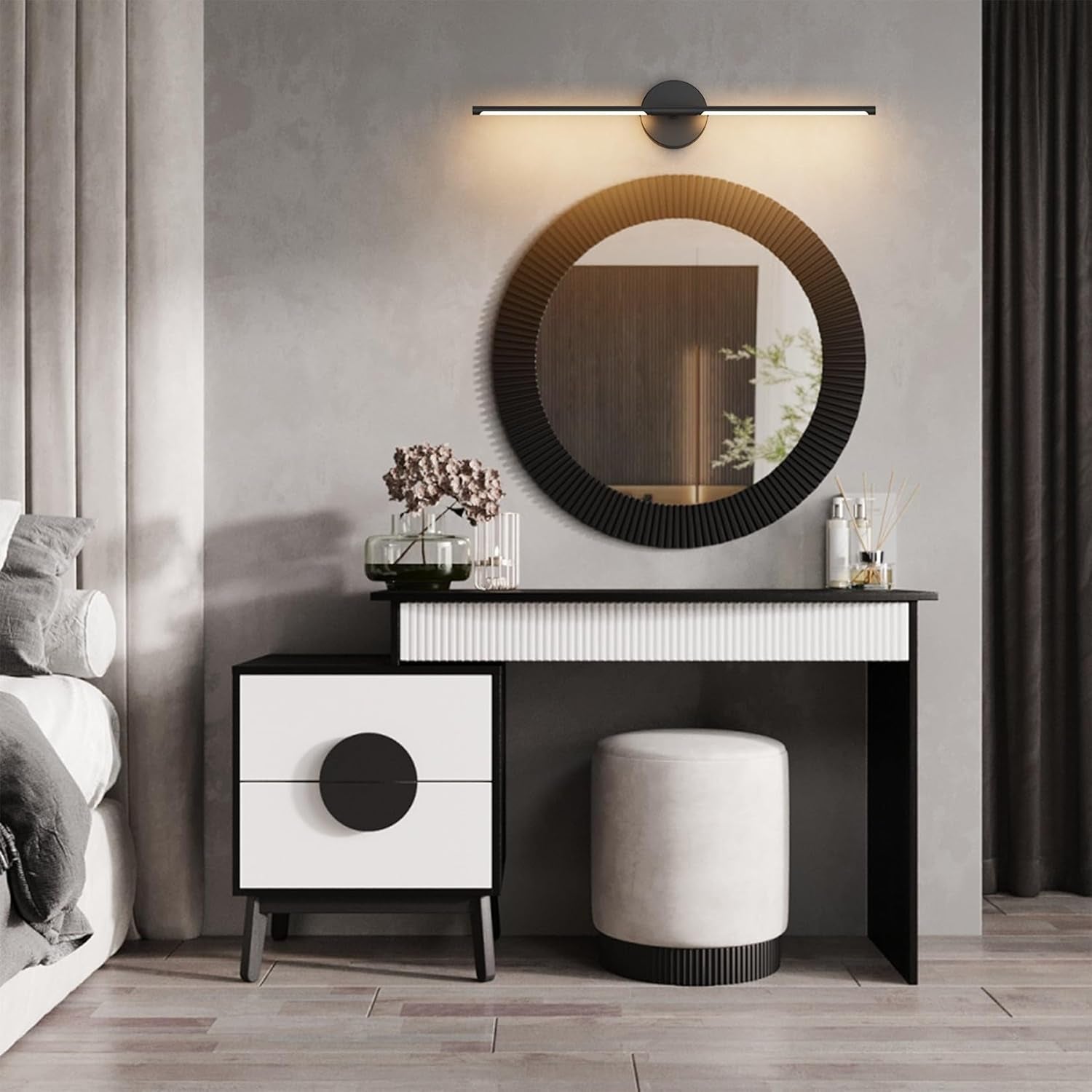28" Black LED Wall Sconce Set – 2 Pack
