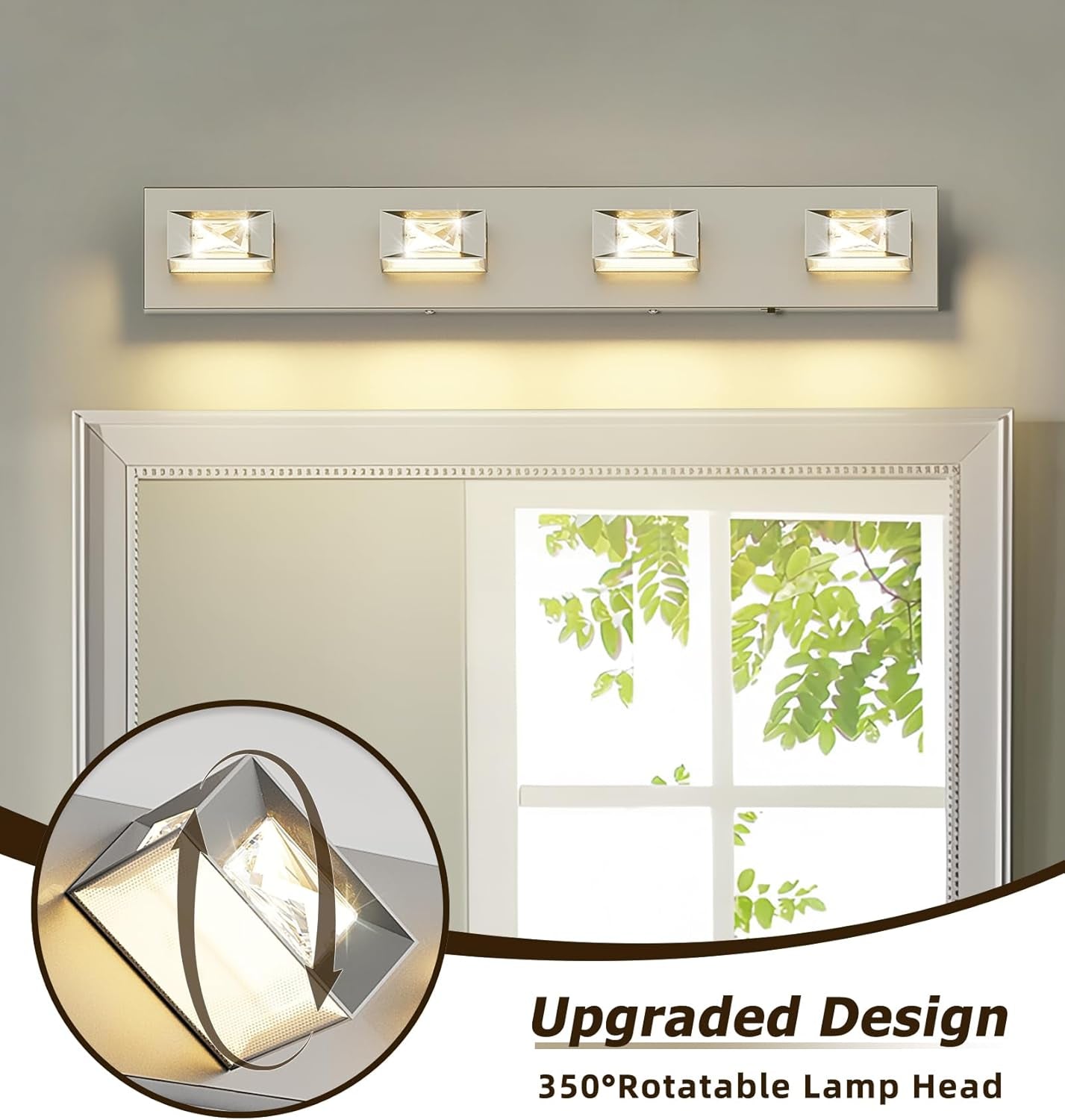 28” 4-Light Brushed Nickel Crystal LED Bathroom Vanity Light