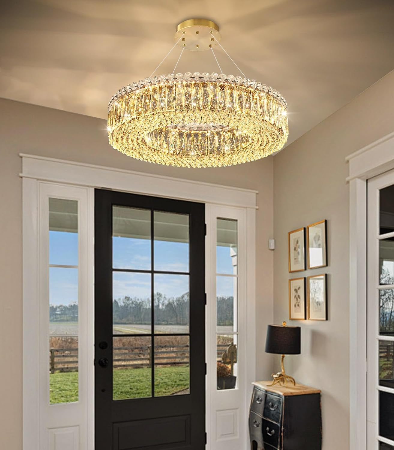 Modern Gold Crystal Ring LED Chandelier