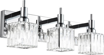 Gold Modern 3-Light Crystal Bathroom Vanity Light