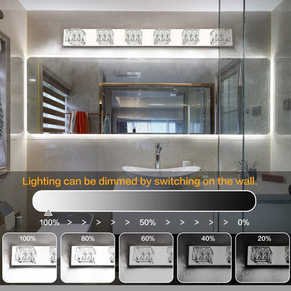 6-Light LED Chrome Crystal Bathroom Vanity Light