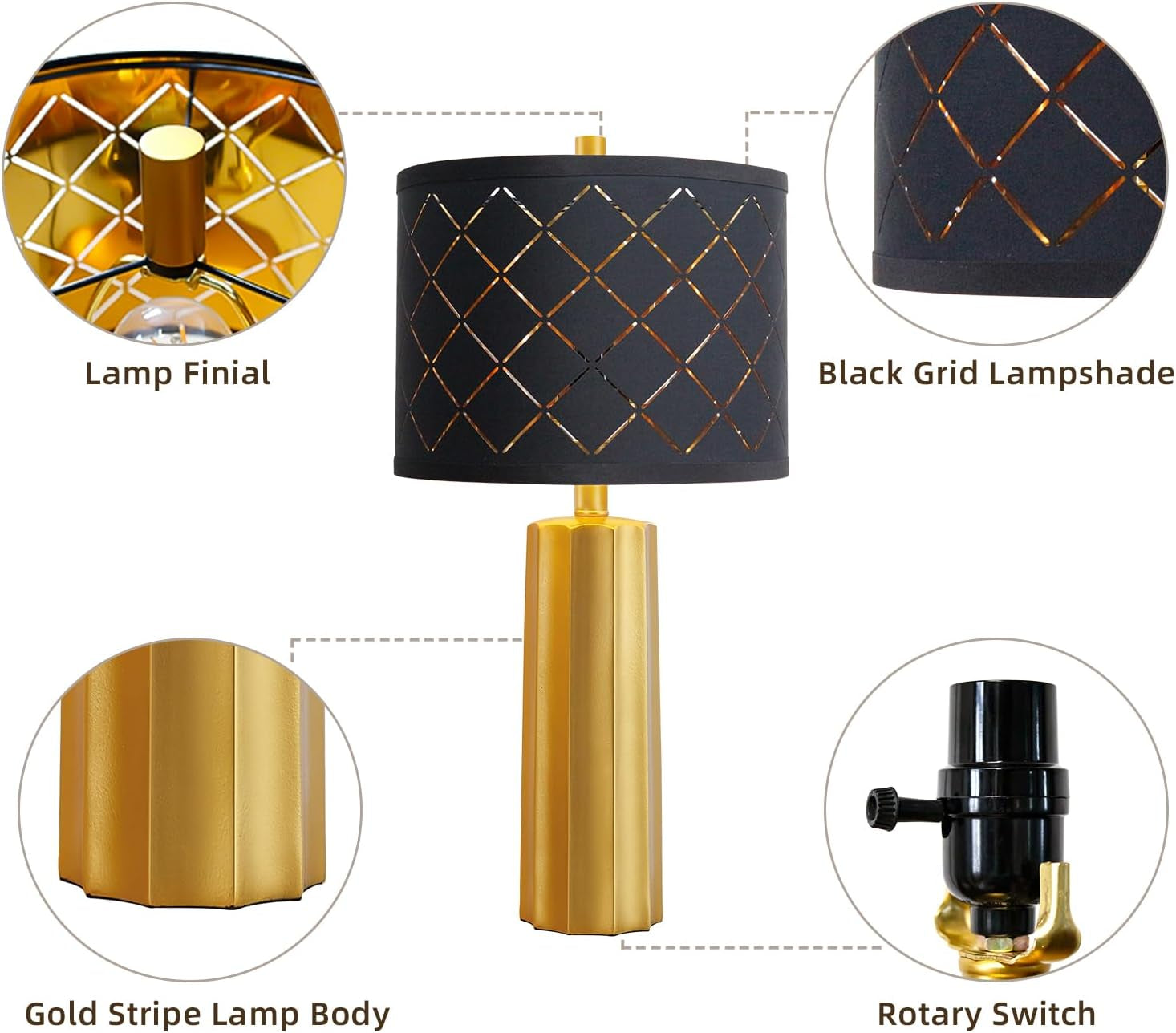 24” Modern Table Lamp Set of 2 – Gold