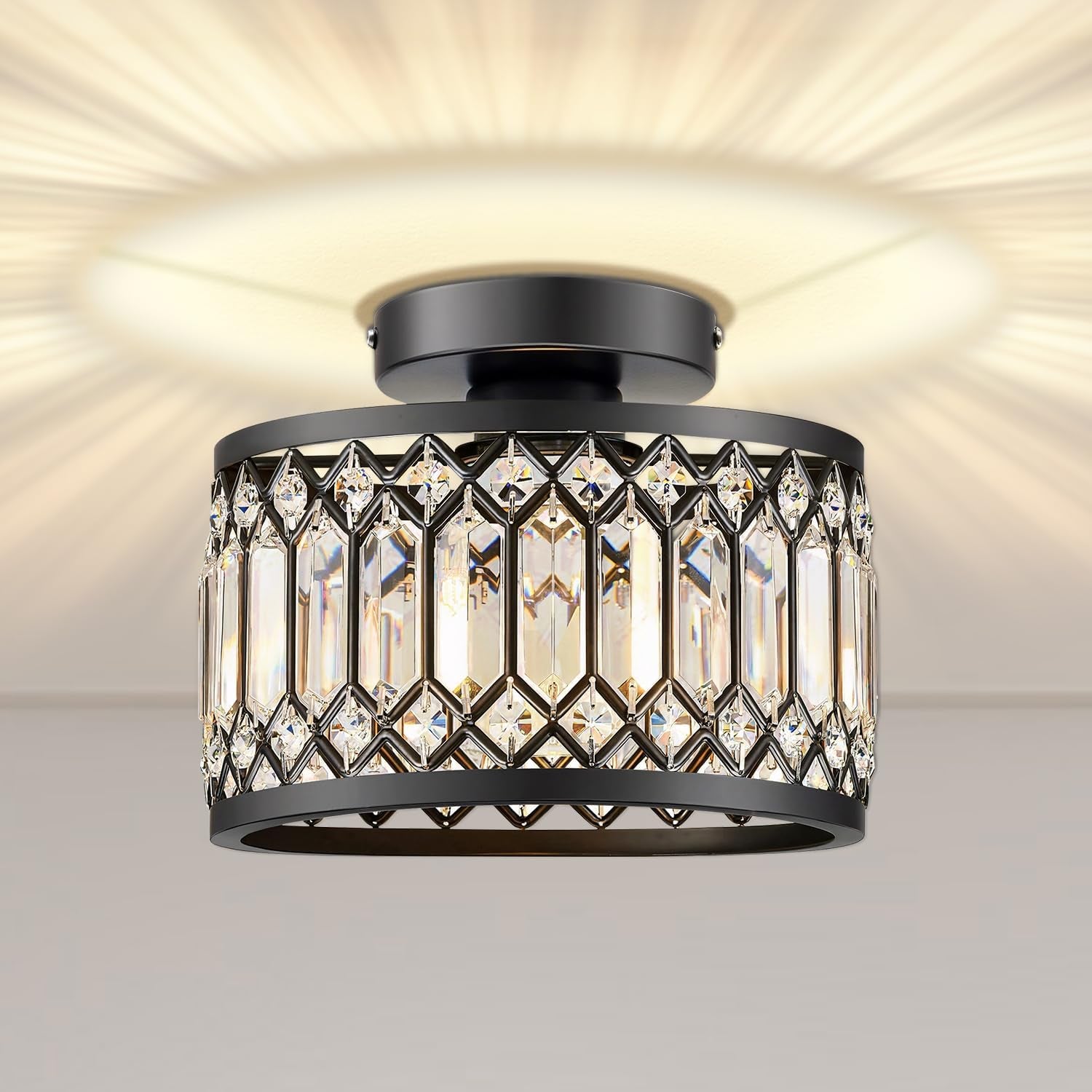 9" Crystal Semi Flush Mount Ceiling Light