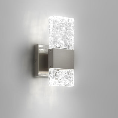 4-Light Brushed Nickel Crystal LED Bathroom Vanity Light