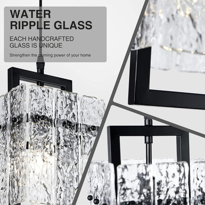 Black Crystal Pendant Light – Ripple Glass Elegance