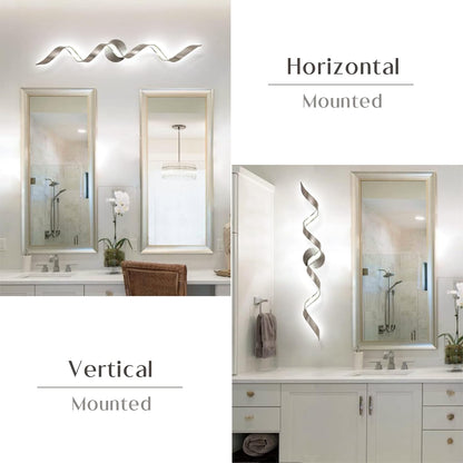32” Dimmable Modern LED Spiral Bathroom Vanity Light