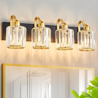 6-Light Brushed Nickel Crystal Bathroom Vanity Light