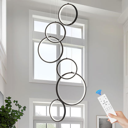 20-Ring Modern LED Gold Foyer Chandelier