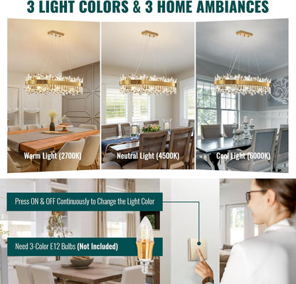 Gold 2-Tier Rectangular Crystal Chandelier 16L