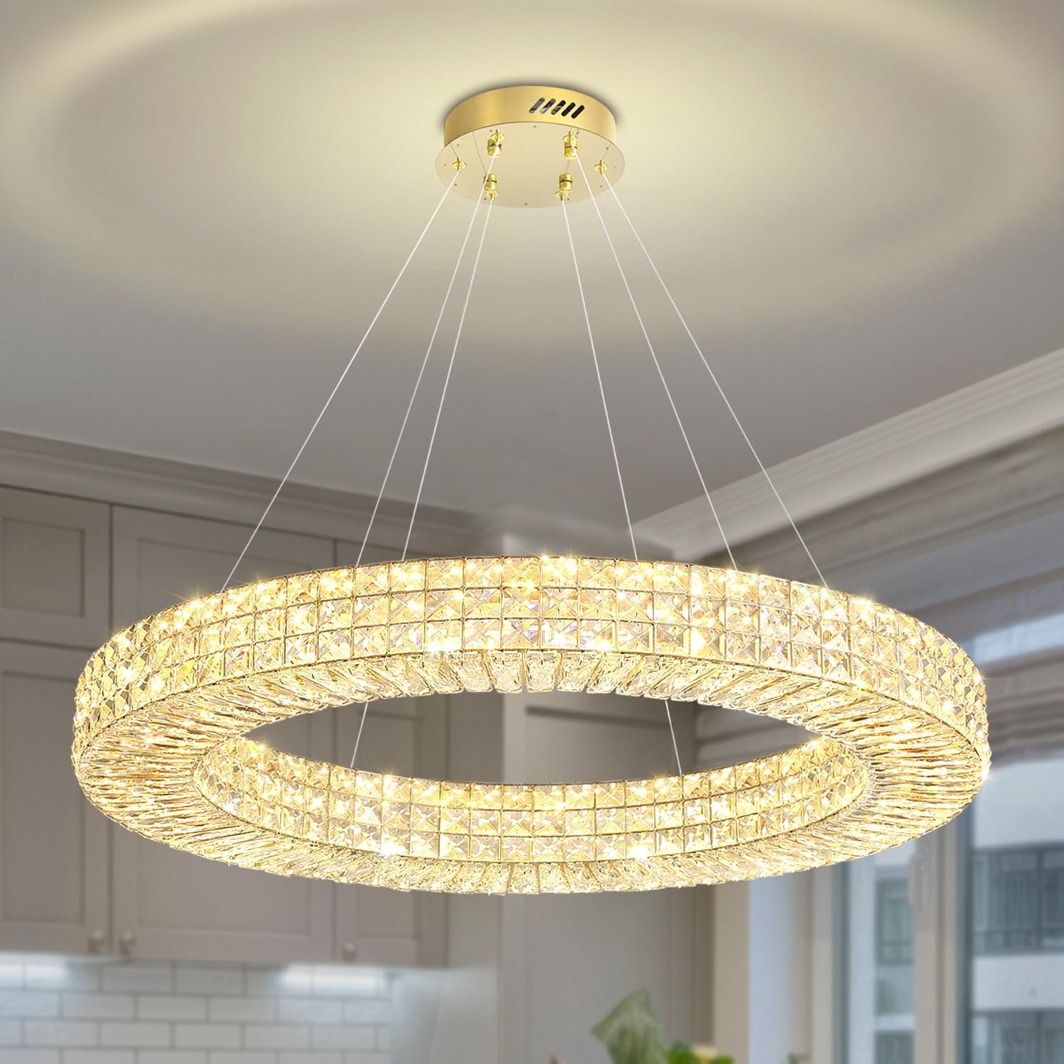 40” Modern Crystal Ring Chandelier
