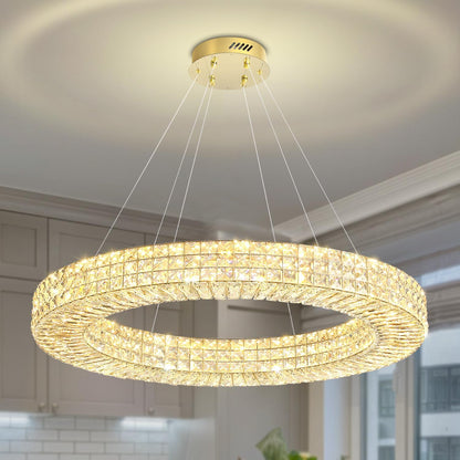 40” Modern Crystal Ring Chandelier