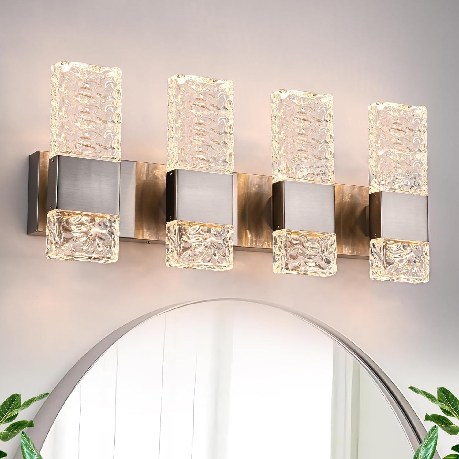 4-Light LED Black Bathroom Vanity Wall Fixture