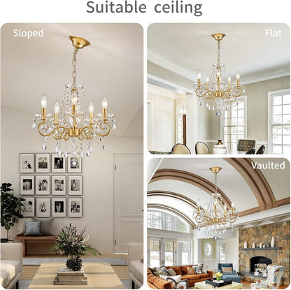 Mini Gold Crystal Chandelier – 5-Light, K9