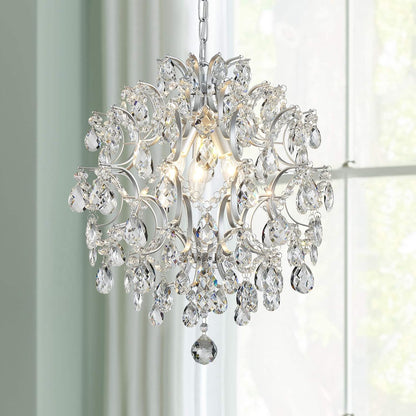Gold Modern Pendant Chandelier Crystal Raindrop Lighting Ceiling Light Fixture Lamp for Dining Room Bathroom Bedroom Livingroom Entryway 1 E26 Bulbs Required D13 in X H16 In