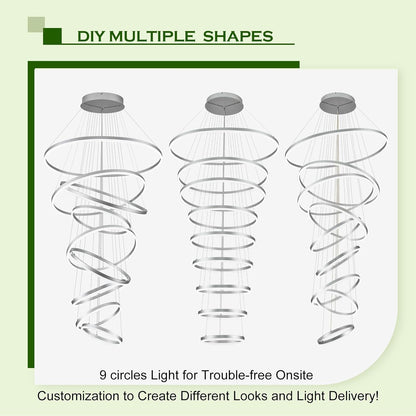 9-Ring Modern LED Dimmable Foyer Chandelier