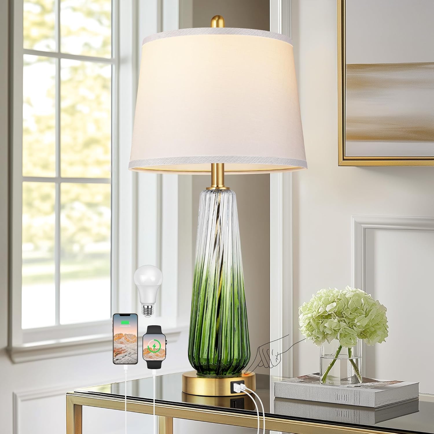 Modern Glass Touch Table Lamps Set of 2