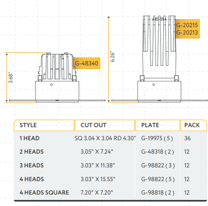 Goodlite Aster 2" Multi Head Trimless Kits