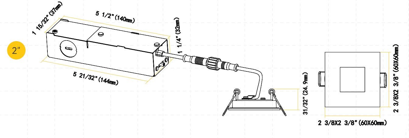 Goodlite G-20217 2" 5W LED Square Recessed Slim Spotlight Selectable CCT