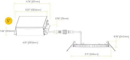 Goodlite G-20227 5" 15W LED Square Recessed Slim Spotlight Selectable CCT