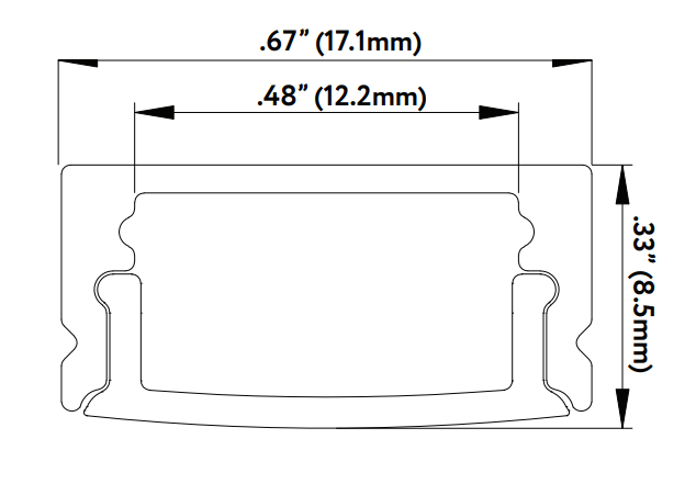 Goodlite G-96321 8FT Shallow Surface Mount LED Tape Channels .48"