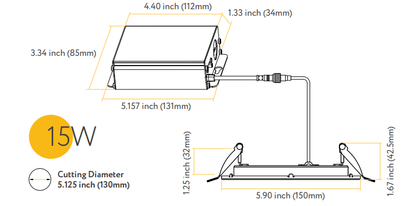 Goodlite G-96923 5" 15W LED Round Recessed Slim Spotlight Selectable CCT Fire Rated