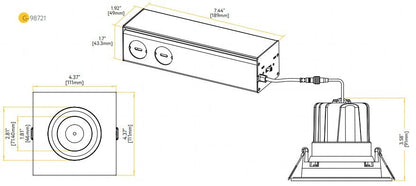 Goodlite Pura G-98721 3.5" 20W LED Square Gimbal Selectable CCT/Wattage