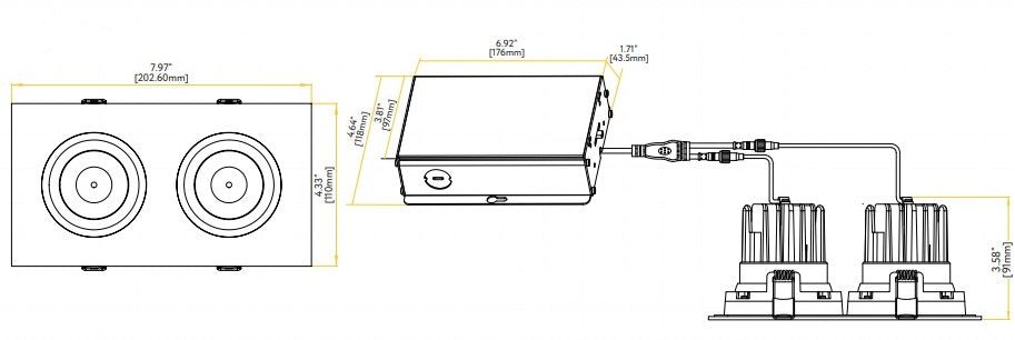 Goodlite Pura G-98727 3.5" 40W LED 2 Head Gimbal Selectable CCT/Wattage