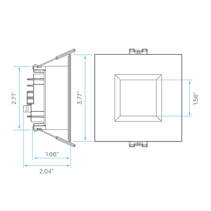 Luxrite LR22638 3" 10W LED Square Regressed Wafer Selectable CCT Hi Lumen