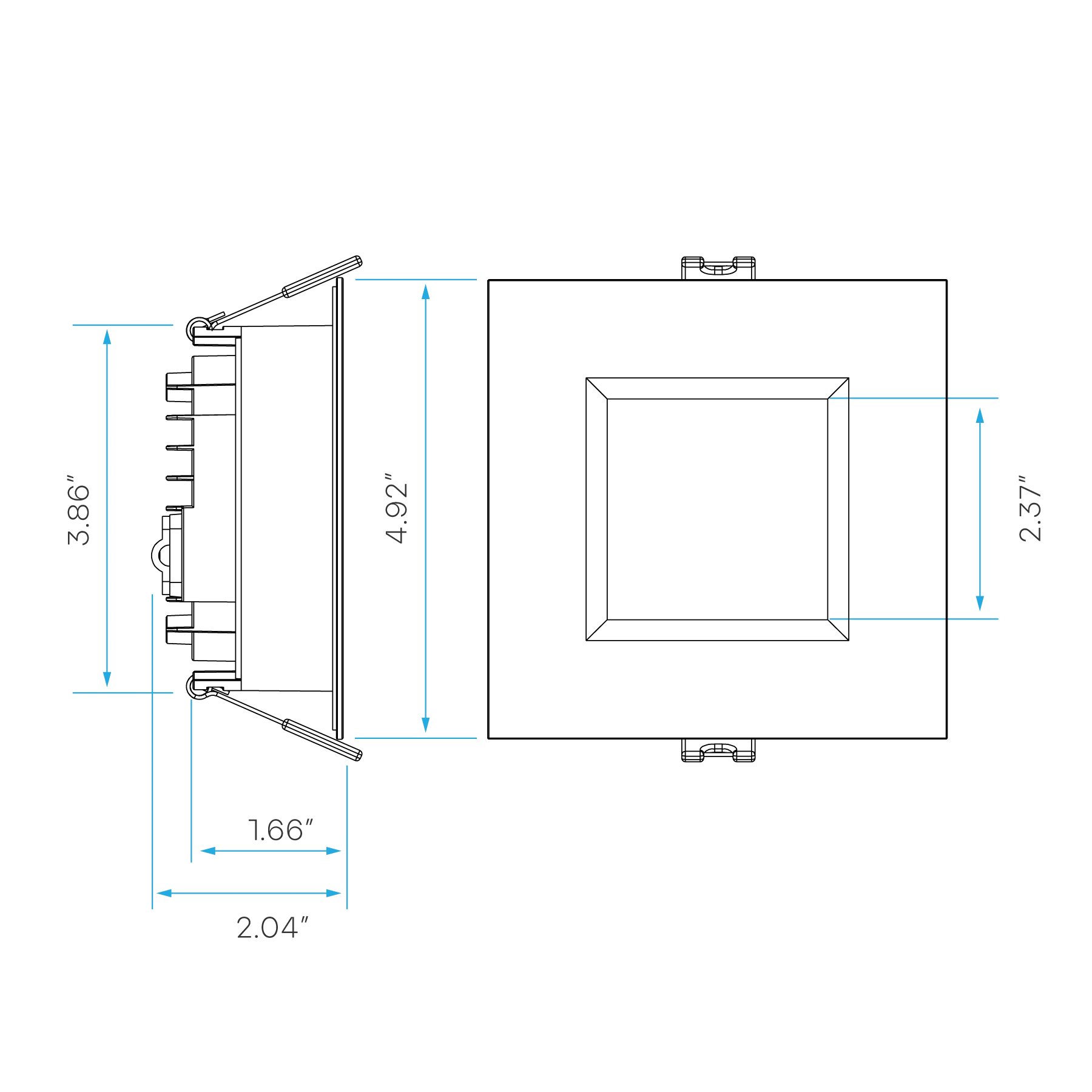 Luxrite LR22640 4" 15W LED Square Regressed Wafer Selectable CCT Hi Lumen