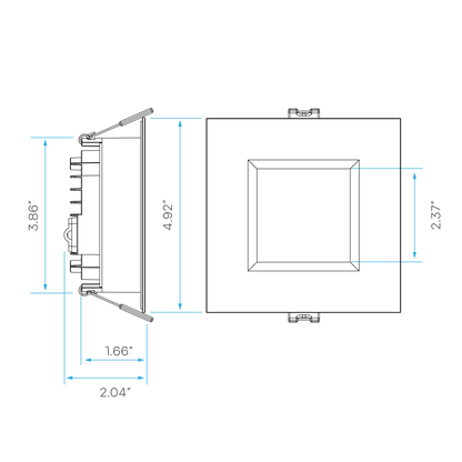 Luxrite LR22640 4" 15W LED Square Regressed Wafer Selectable CCT Hi Lumen