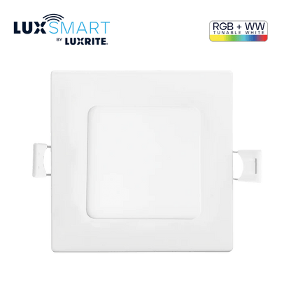 Luxrite LR22742 4" 10.5W LED Square Recessed Slim Wafer Selectable RGBW