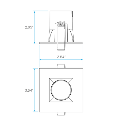 Luxrite LR23322 3" 8W LED Square Regress Spotlight Selectable CCT