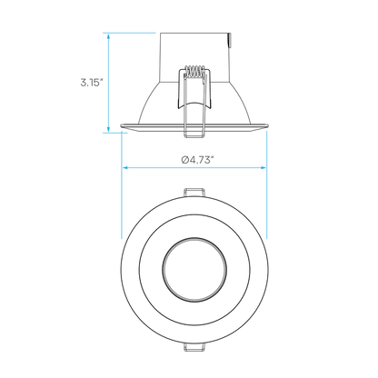 Luxrite LR23326 4" 12W LED Round Regress Spotlight Black Selectable CCT