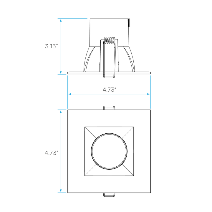 Luxrite LR23328 4" 12W LED Square Regress Spotlight Black Selectable CCT