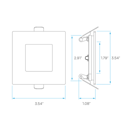 Luxrite LR23754 3" 8W LED Square Recessed Slim Wafer Selectable CCT