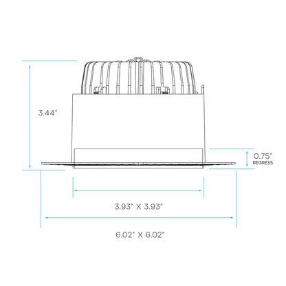 Luxrite LR25439 4" 25W Square Trimless Regressed Spotlight Selectable CCT