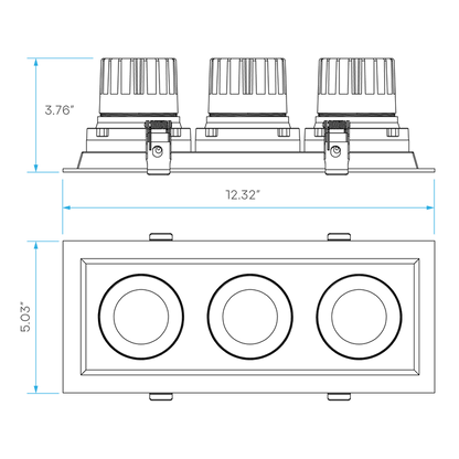 Luxrite Omni LR32195 4" 45W LED Recessed 3 Head Gimbal Selectable CCT