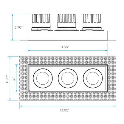 Luxrite Omni LR32205 4" 45W LED Trimless 3 Head Gimbal Selectable CCT