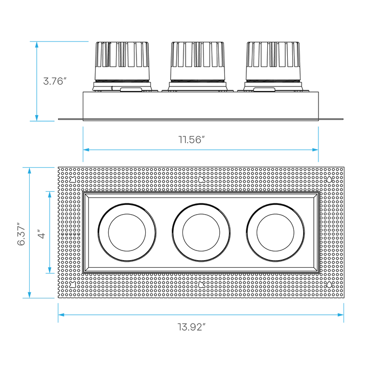 Luxrite Omni LR32205 4" 45W LED Trimless 3 Head Gimbal Selectable CCT