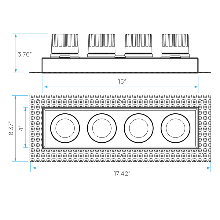 Luxrite Omni LR32206 4" 60W LED Trimless 4 Head Gimbal Selectable CCT