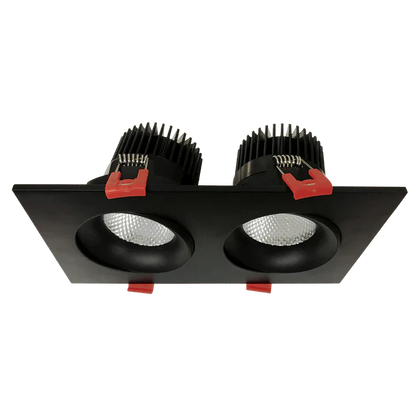 Luxrite Portland 4" 24W LED Square Gimbal Dual Spotlight Selectable CCT