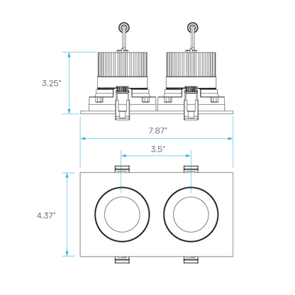 Luxrite Portland 4" 24W LED Square Gimbal Dual Spotlight Selectable CCT