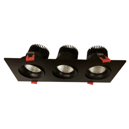 Luxrite Portland 4" 36W LED Square Gimbal Tri-Head Spotlight Selectable CCT